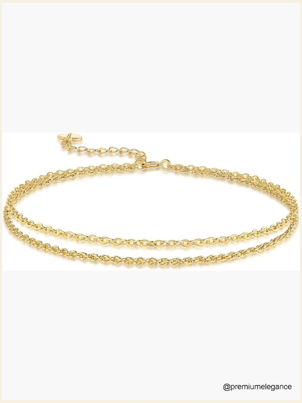 Adjustable Gold Ankle Bracelet with Heart Charm
